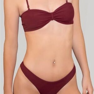 Burgundy Bikini with Elegant Bandeau Design